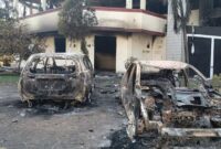 Kantor DPRD Kota Makassar paska terbakar.(FOTO:IST)